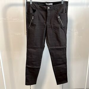 ZARA Charcoal Grey Skinny Pin-tuck Zipper Detail Cotton Jeans, Size 10